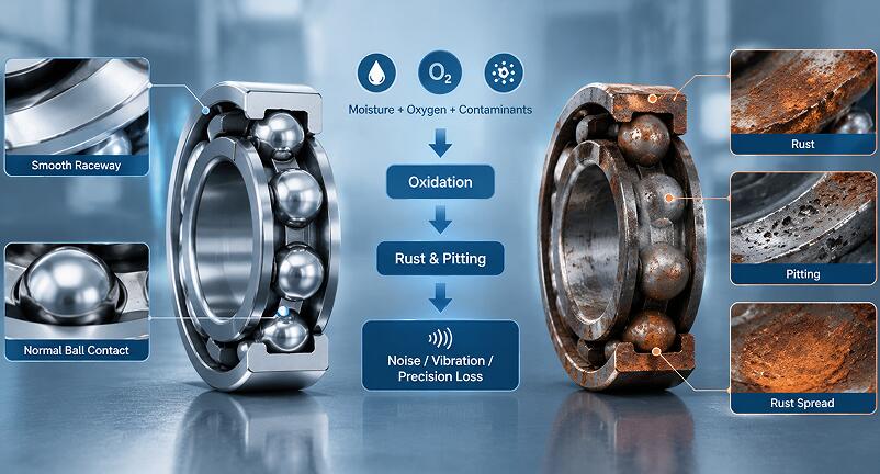 Bearing Corrosion Failure Analysis – Rust and Pitting on Bearing Components